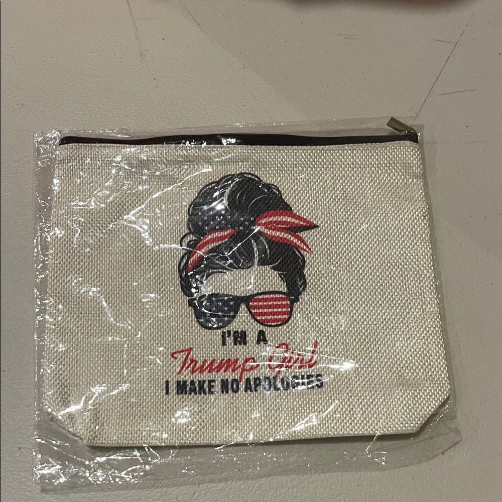 Canvas Cosmetic Pouch with Patriotic Graphic new